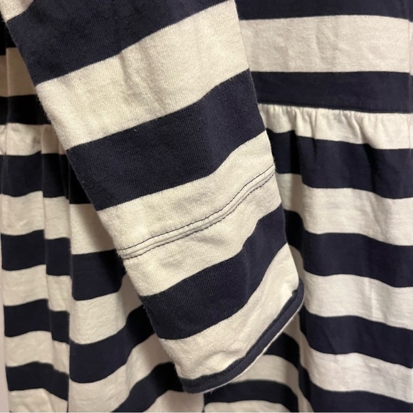 Free People Mock Neck Babydoll Tunic Top Small Navy White Striped Nautical - Picture 7 of 12